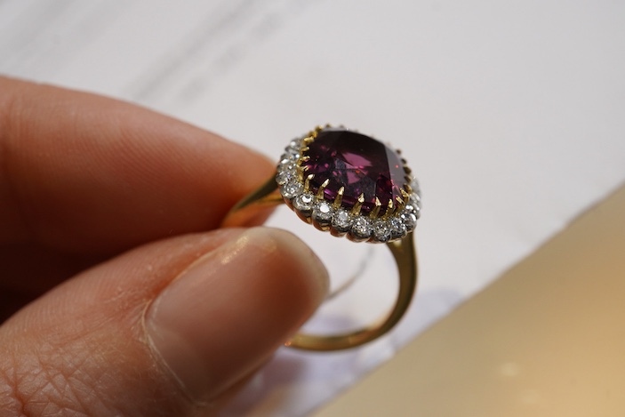 An attractive spinel and diamond ring